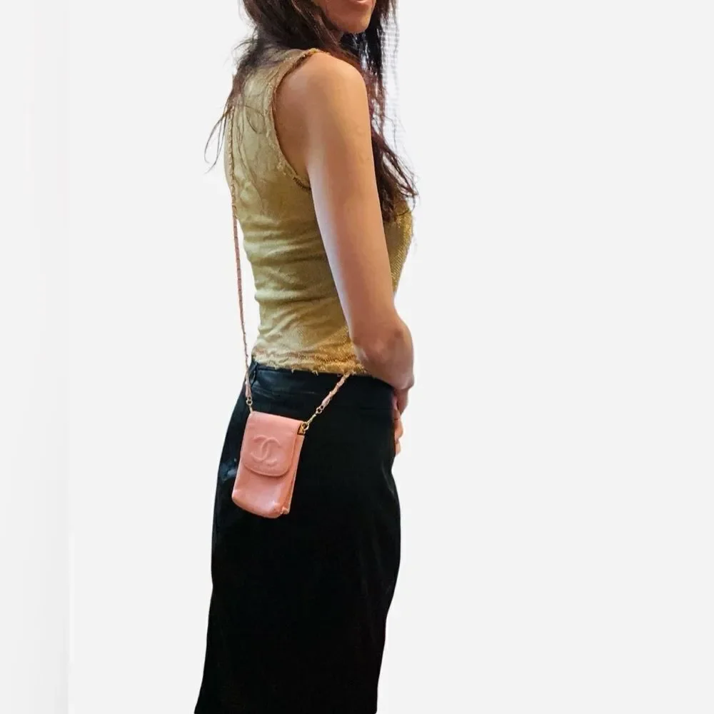 Chanel pink leather mini bag